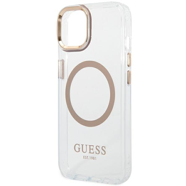 Etui GUESS Apple iPhone 14 Metal Outline Magsafe Złoty Hardcase