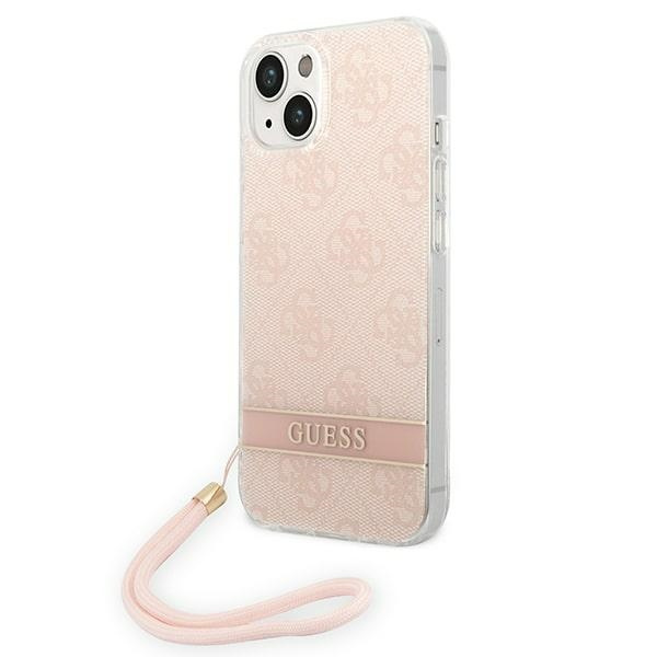 Etui GUESS Apple iPhone 14 Plus 4G Print Strap Różowy Hardcase