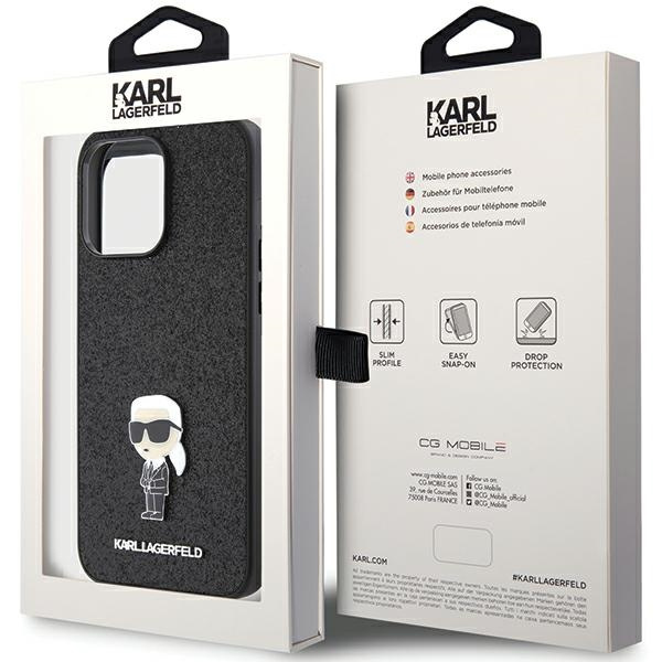 Etui Karl Lagerfeld KLHCP15XGKNPSK iPhone 15 Pro Max 6.7" czarny/black hardcase Fixed Glitter Ikonik Logo Metal Pin