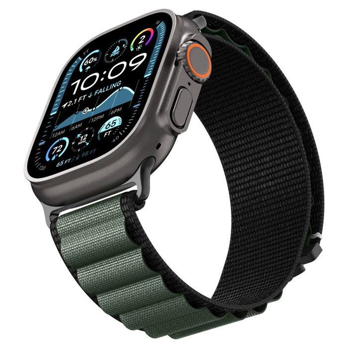 PASEK SPIGEN WBF1 BAND APPLE WATCH 6 / 7 / 8 / 9 / 10 / SE / ULTRA 1 / 2 (44 / 45 / 46 / 49 MM) BLACK/GREEN