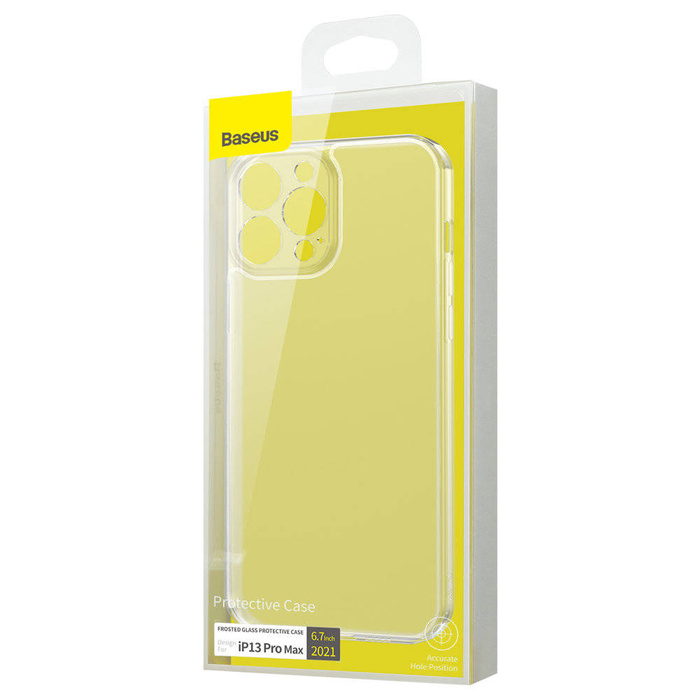 Baseus Frosted Glass Case etui pokrowiec do iPhone 13 Pro Max sztywna obudowa z żelową ramką przezroczysty (ARWS000202)