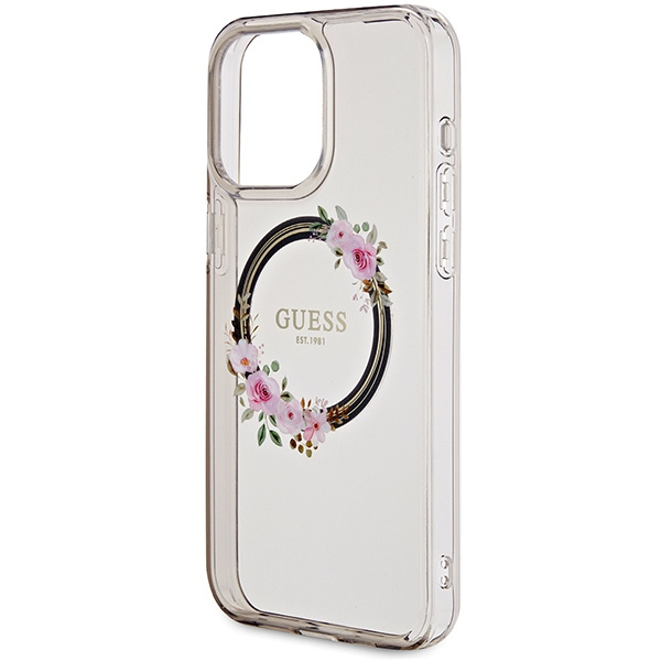 Etui Guess Guhmp15xhfwfck Iphone 15 Pro Max 6.7" Czarny/black Hardcase Iml Flowers Wreatch Magsafe Case