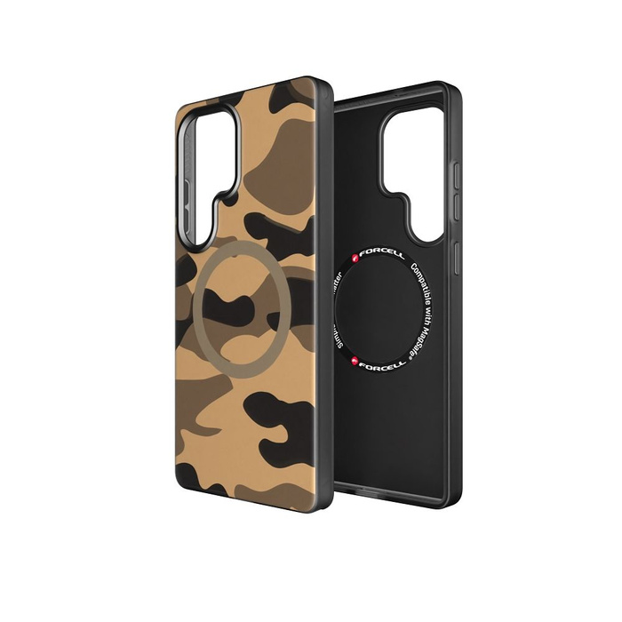 Etui na Samsung S25 ULTRA Forcell F-Protect Levels Dual Layer 4D technology zgodny z MagSafe Military Drop-Test desert camo