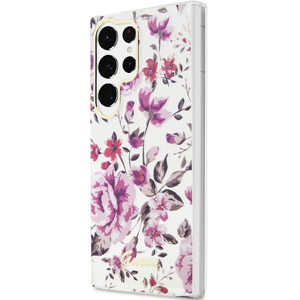 Etui Guess Guhcs23lhcfwst S23 Ultra S918 Biały/white Hardcase Flower Collection Case