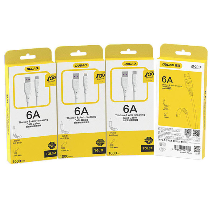 Dudao kabel przewód USB – Lightning 6A 1 m biały (TGL3L)