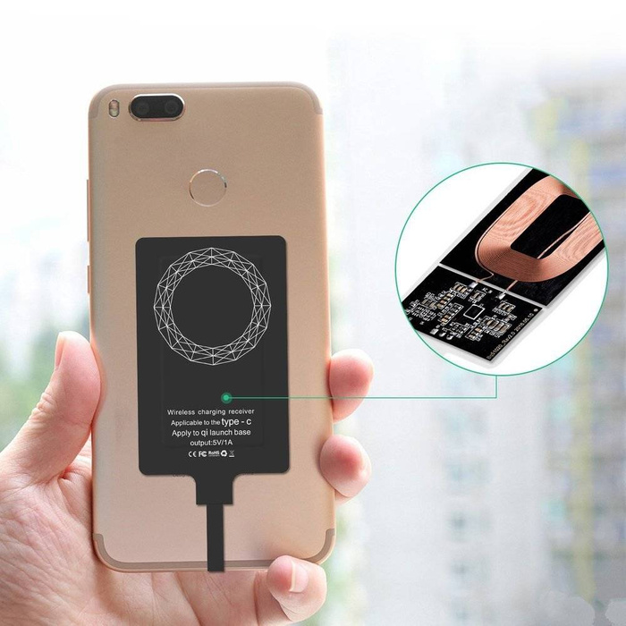 [PO ZWROCIE] Choetech adapter do bezprzewodowego ładowania Qi USB Typ C wkładka indukcyjna czarny (WP-TYPEC)