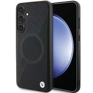 Etui BMW BMHMS24S23RTPK S24 S921 czarny/black hardcase Signature Leather Half Textured & Circle MagSafe Case