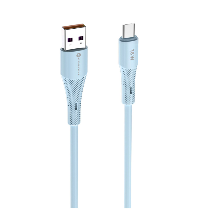 Kabel USB A do Micro USB Forcell F-Energy QC3.0 2,4A 18W Silicone 1 m C341 niebieski