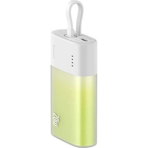 Powerbank BASEUS 5200 mAh z wbudowanym kablem Lightning + kabel USB-C Biało Zielony
