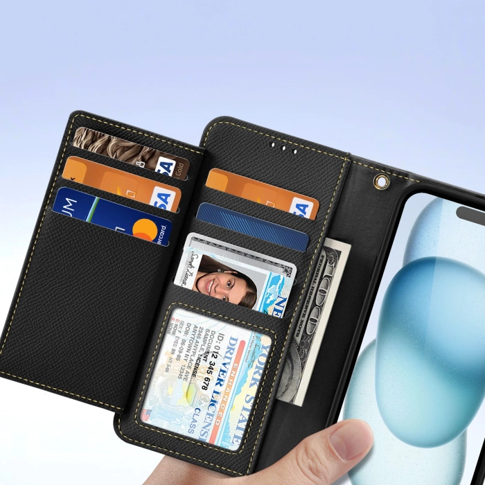 Etui skórzane Dux Ducis Lawa na iPhone 15 - czarne