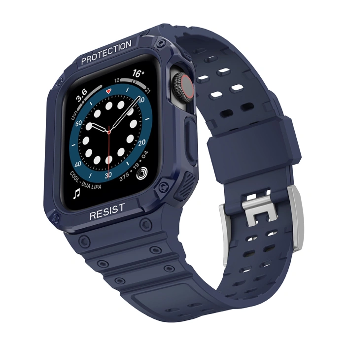 Pasek z etui ochronnym Protect Strap Band do Apple Watch 38 / 40 / 41 mm opaska obudowa pancerna - niebieski