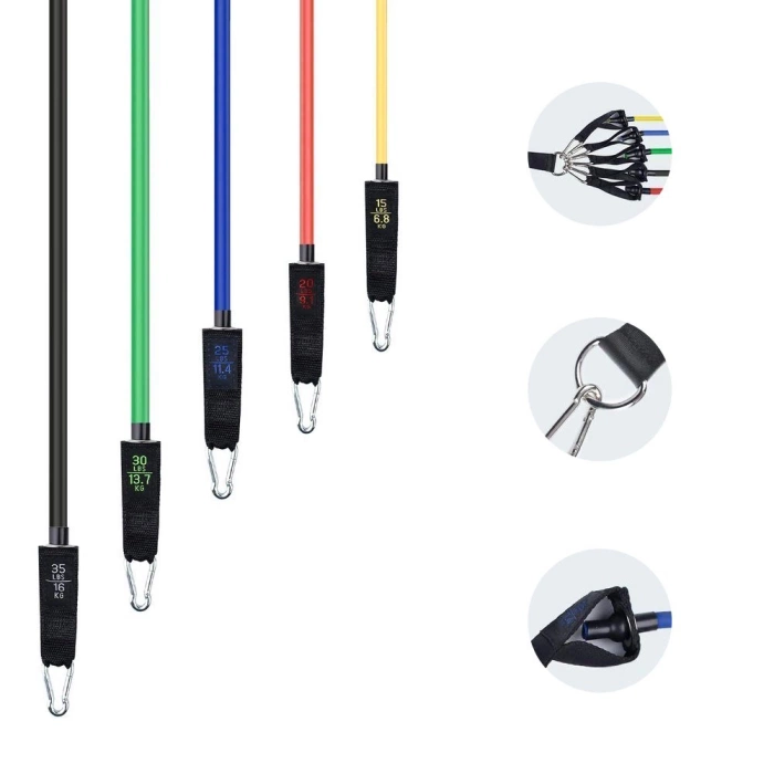 Wozinsky zestaw 5 x ekspander do ćwiczeń gumy do fitness + akcesoria (WRTS5-01)