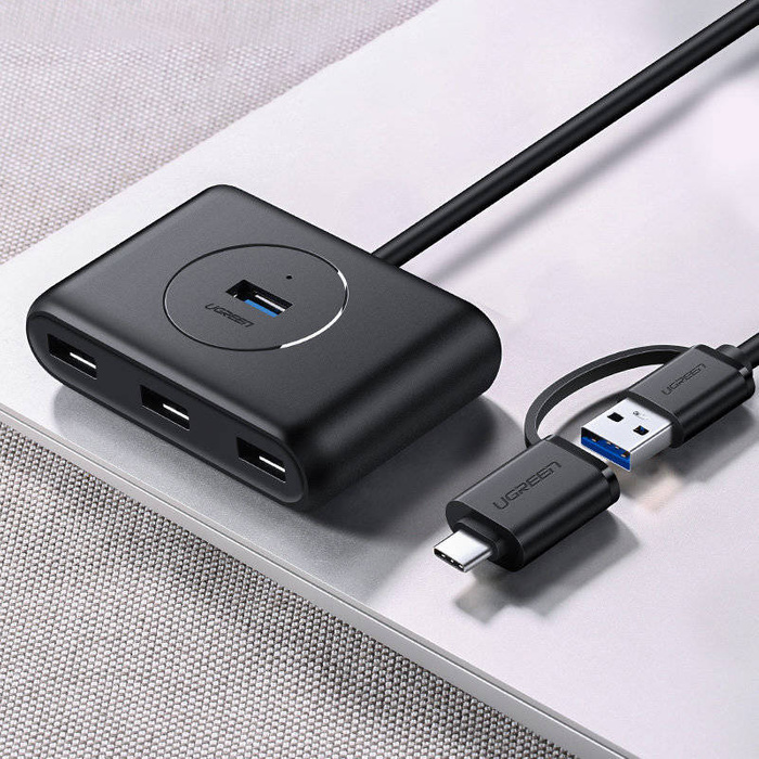 Ugreen rozdzielacz HUB 4x USB 3.0 port USB Typ C kabel 1m czarny (CR113 40850)