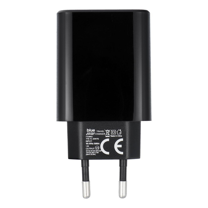 Ładowarka sieciowa do telefonu Blue Star USB C QC4.0 PD 3A 35W TFB-TC-35WPD czarna