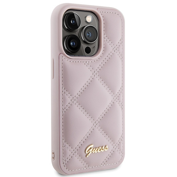 Etui Guess GUHCP15LPSQSQSP iPhone 15 Pro 6.1" różowy/pink hardcase Quilted Metal Logo Case