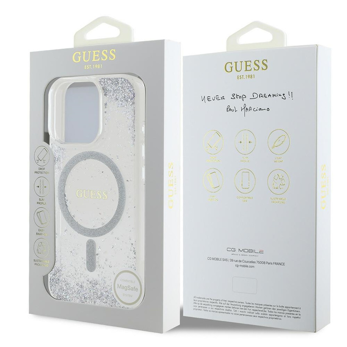 Guess GUHMP16XRGRGES iPhone 16 Pro Max    6.9" srebrny/silver hardcase Resin Gradient Glitter MagSafe