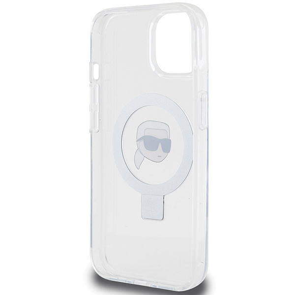 Etui Karl Lagerfeld KLHMP15SHMRSKHH iPhone 15 6.1" biały/white hardcase Ring Stand Karl Head MagSafe Case