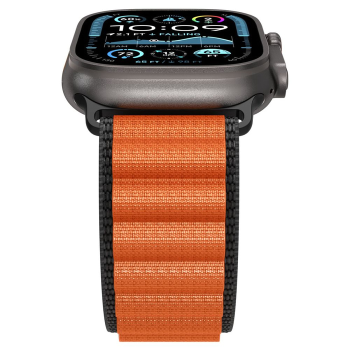 PASEK SPIGEN WBF1 BAND APPLE WATCH 6 / 7 / 8 / 9 / 10 / SE / ULTRA 1 / 2 (44 / 45 / 46 / 49 MM) BLACK/ORANGE
