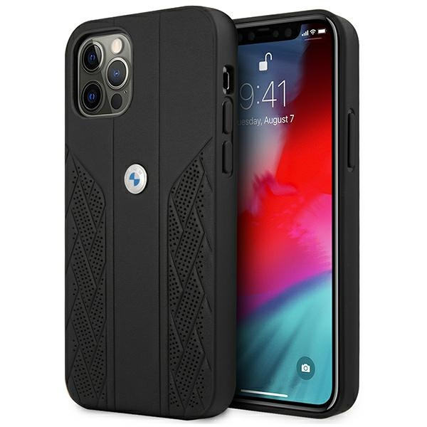 Etui BMW Apple iPhone 12 Pro Max Leather Curve Perforate Czarny Hardcase