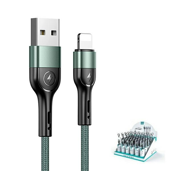 USAMS Kabel pleciony U55 lightning for set U55 zielony/green 1m SJ448USBSG02 (US-SJ448)