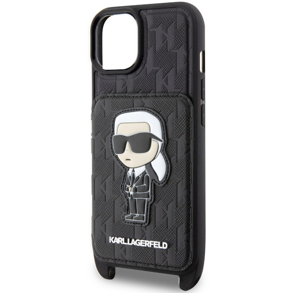 Etui Karl Lagerfeld KLHCP14SCSAKHPKK iPhone 14 6.1" hardcase czarny/black Crossbody Saffiano Monogram Ikonik Case