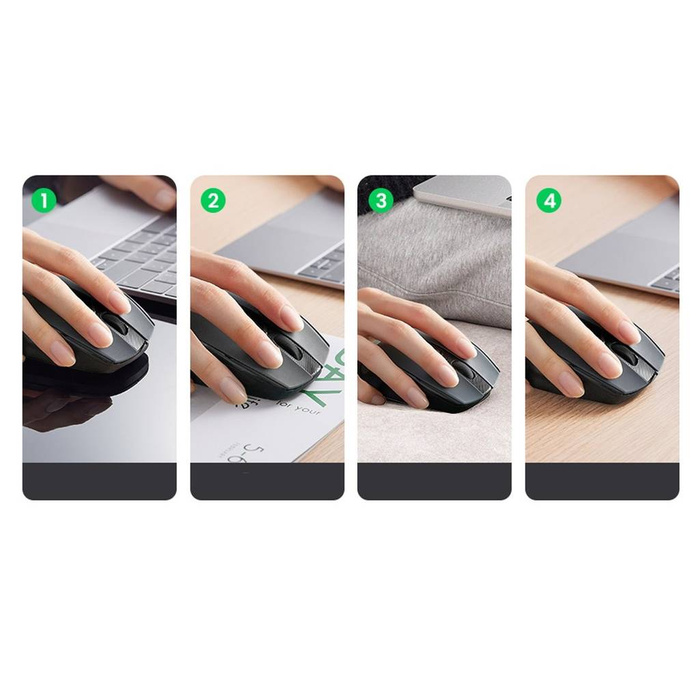 Ugreen optyczna mysz bezprzewodowa USB 2.4GHz 4000 DPI czarny (MU006)