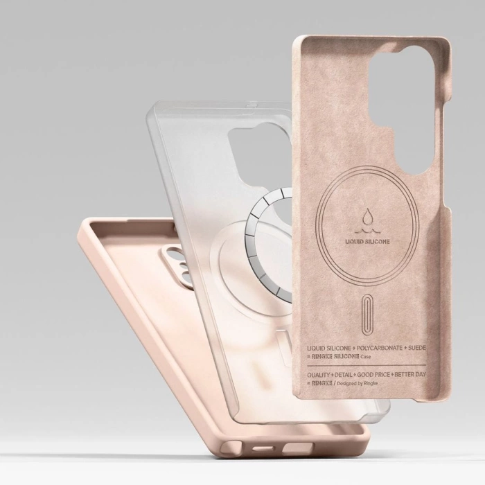 Etui RINGKE SILICONE MAGNETIC MAGSAFE GALAXY S25 ULTRA PINK SAND