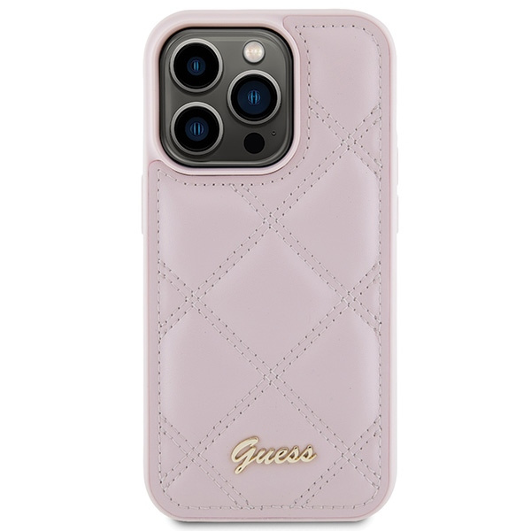 Etui Guess GUHCP15LPSQSQSP iPhone 15 Pro 6.1" różowy/pink hardcase Quilted Metal Logo Case