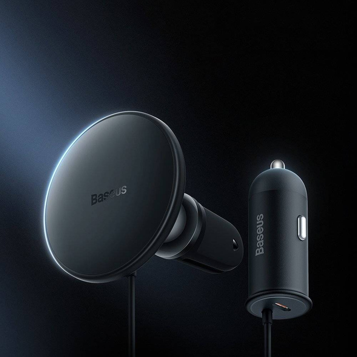Ładowarka indukcyjna do samochodu MagSafe 15W USB 25W Baseus CW01 - czarna