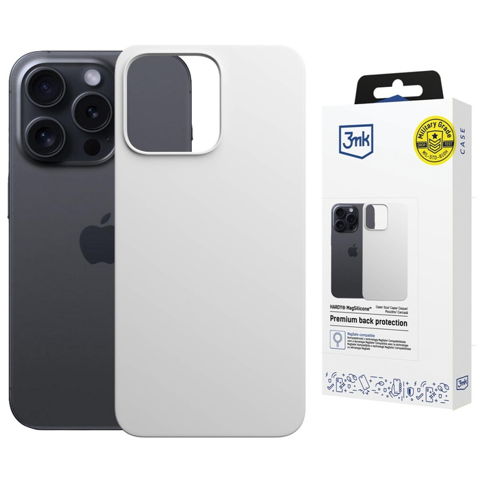 Etui 3MK Hardy MagSilicone do Apple      iPhone 15 Pro Max srebrny