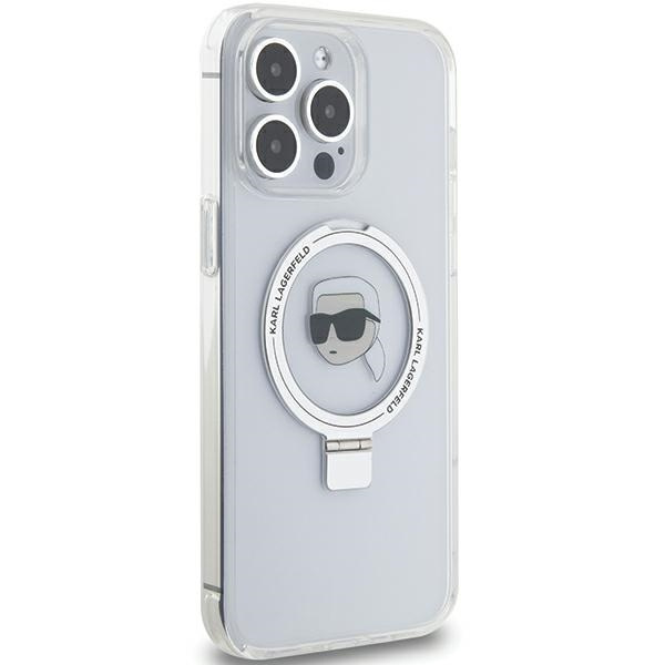 Etui Karl Lagerfeld KLHMP15LHMRSKHH iPhone 15 Pro 6.1" biały/white hardcase Ring Stand Karl Head MagSafe Case