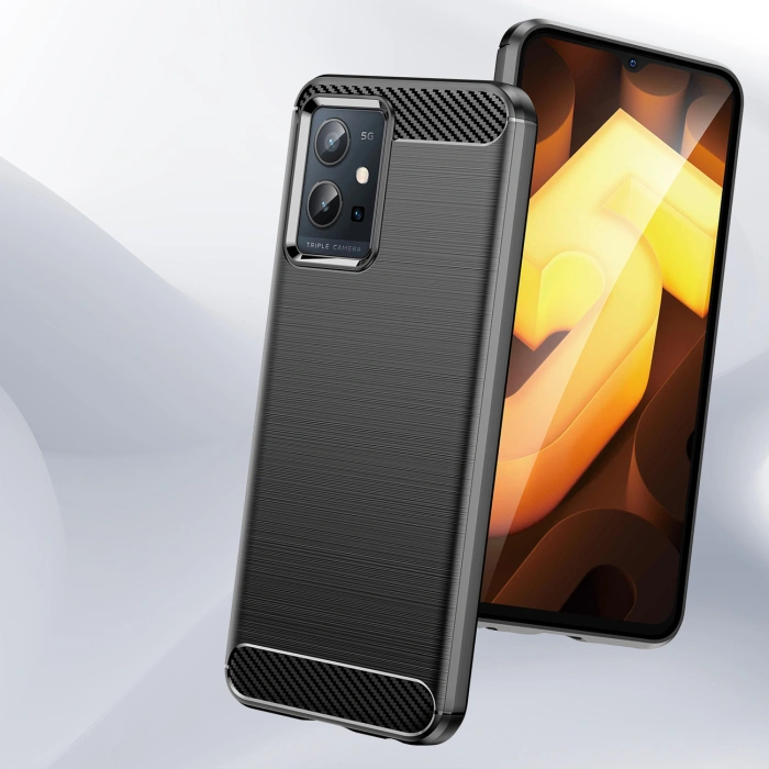 Carbon Case elastyczne etui pokrowiec Vivo Y55 / Y75 / Y33s / iQOO Z6 / iQOO U5 czarny