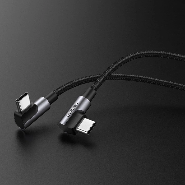Kabel USB-C do USB-C kątowy UGREEN US323, PD, 3A 60W, 2m (czarny)
