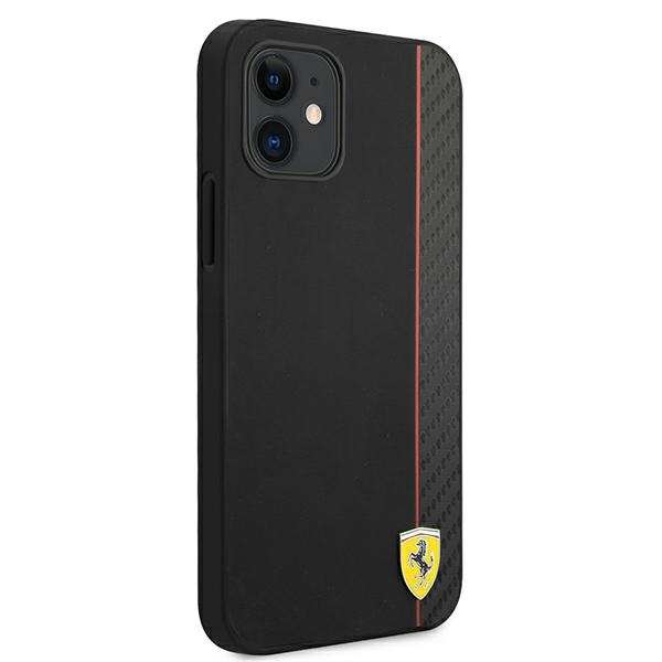 Etui FERRARI Apple iPhone 12 Mini On Track Carbon Stripe Czarny Hardcase