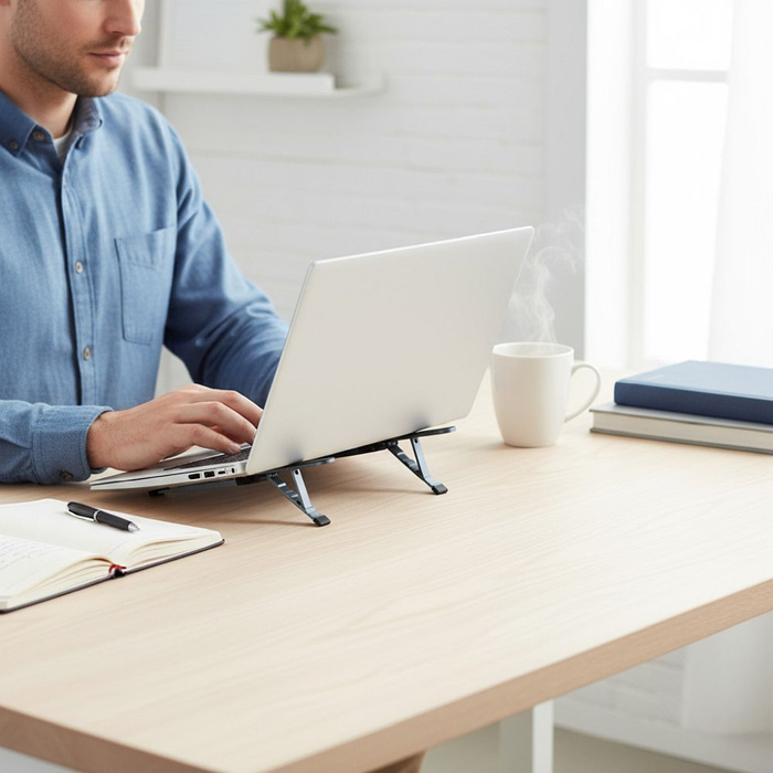 Uchwyt na laptop / tablet biurkowy składany Forcell F-Grip Fold Stand H Pro szary