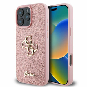Etui Guess iPhone 16 Pro Max 6,9" różówy/pink HC Fixed Glitter Big 4G