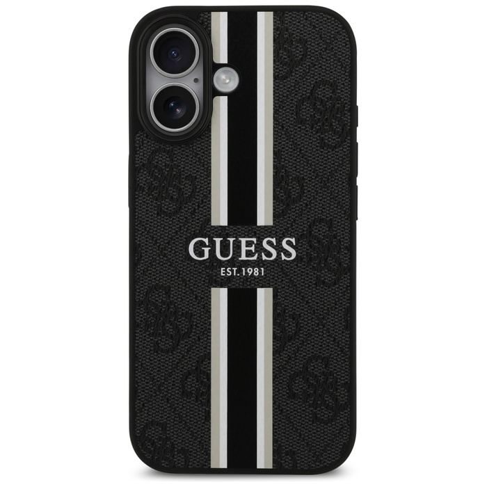 Etui Guess 4G Printed Stripes MagSafe do iPhone 17 czarny
