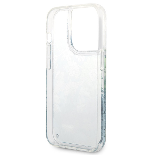 Etui GUESS Apple iPhone 14 Pro Flower Liquid Glitter Zielony Hardcase