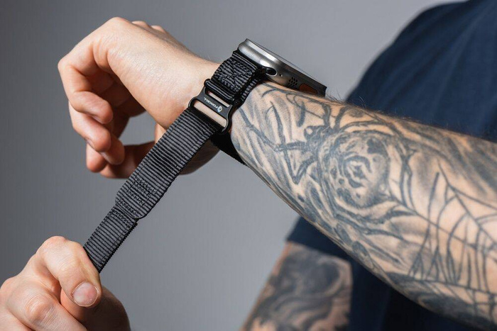 FORCELL F-DESIGN FA05 pasek nylonowy do APPLE Watch 42 / 44 / 45 / 49 mm czarny