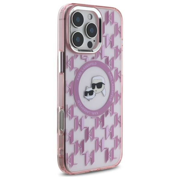 Etui Karl Lagerfeld iPhone 16 Pro 6.3" różowy/pink IML Monogram Karl&Choupette Head MagSafe