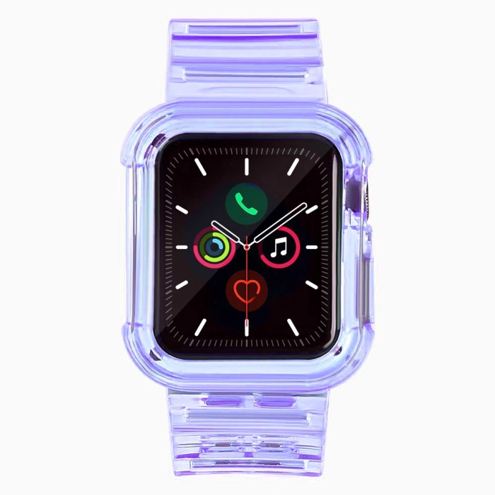 Silikonowa opaska pasek bransoleta bransoletka etui Strap Light Set do zegarka Apple Watch 40 mm - fioletowa