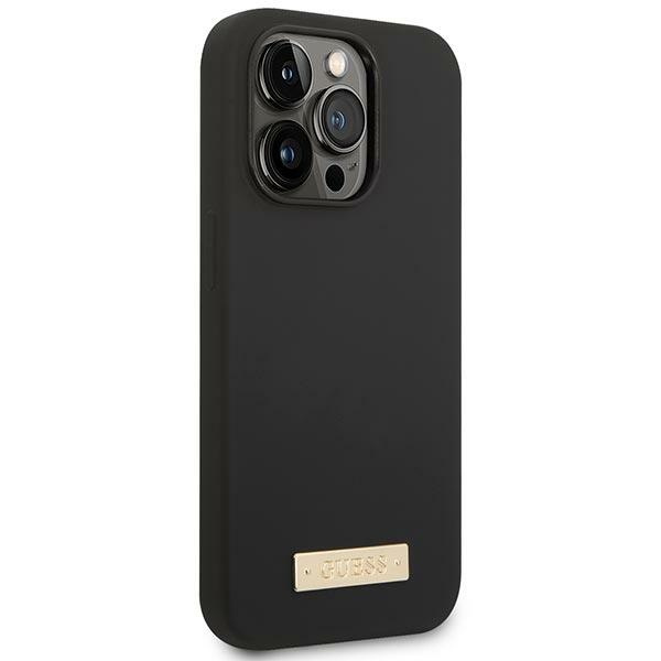 Etui GUESS Apple iPhone 14 Pro Max Silicone Logo Plate MagSafe Czarny Hardcase