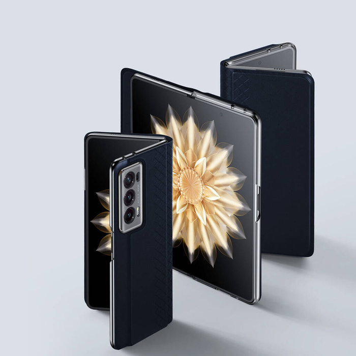 Etui skórzane Dux Ducis Bril z podstawką i portfelem do Honor Magic VS - niebieskie