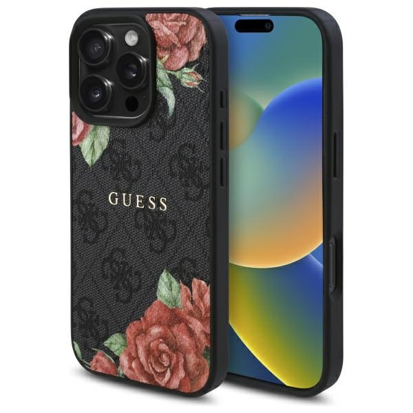 Guess GUHMP16XP4ROPEMCK iPhone 16 Pro     Max 6.9" czarny/black hardcase 4G Flowers Print MagSafe