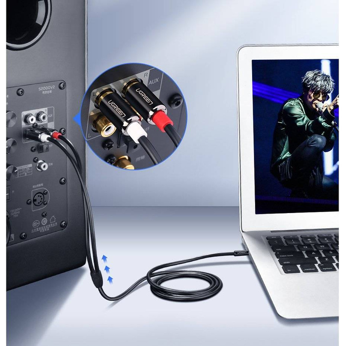 Ugreen kabel przewód audio 3,5 mm mini jack - 2RCA 3m czarny (10590)