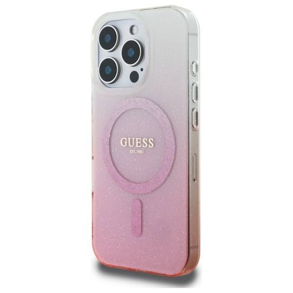 Etui Guess iPhone 16 Pro Max 6.9" różowy/pink hardcase IML Glitter Gradient MagSafe