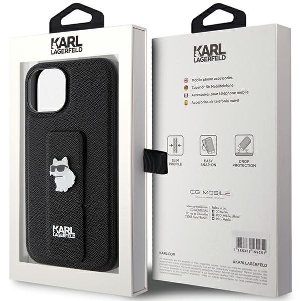 Etui Karl Lagerfeld KLHCP15SGSACHPK iPhone 15 6.1" czarny/black hardcase Gripstand Saffiano Choupette Pins Case