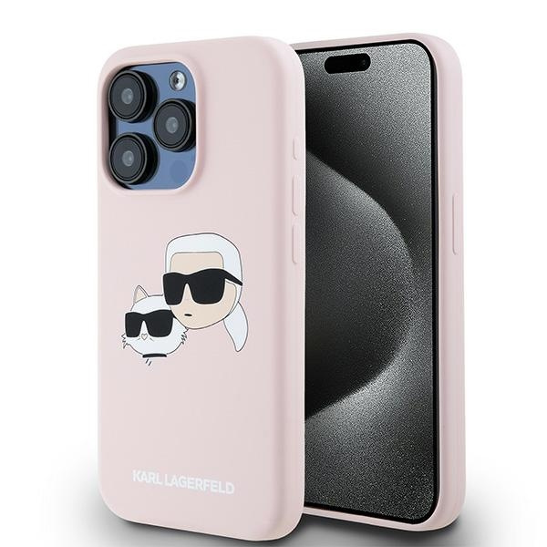 Etui Karl Lagerfeld KLHMP15LSKCHPPLP iPhone 15 Pro 6.1" różowy/pink hardcase Silicone Karl & Choupette MagSafe