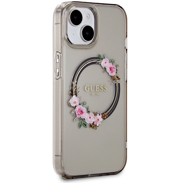Etui Guess Guhmp15shfwfck Iphone 15 / 14 / 13 6.1" Czarny/black Hardcase Iml Flowers Wreatch Magsafe Case