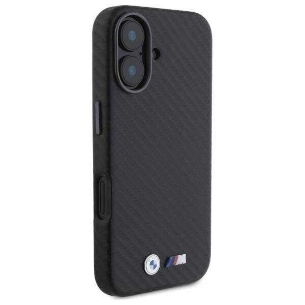 Etui BMW iPhone 16 czarny/black hardcase Carbon Wrapped Metal